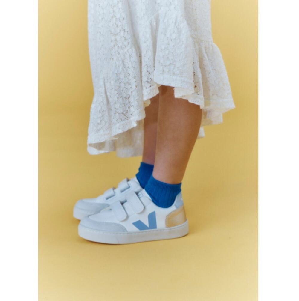 Veja Kids V-12 Leather White Multico Olympe Sneakers Size 12
